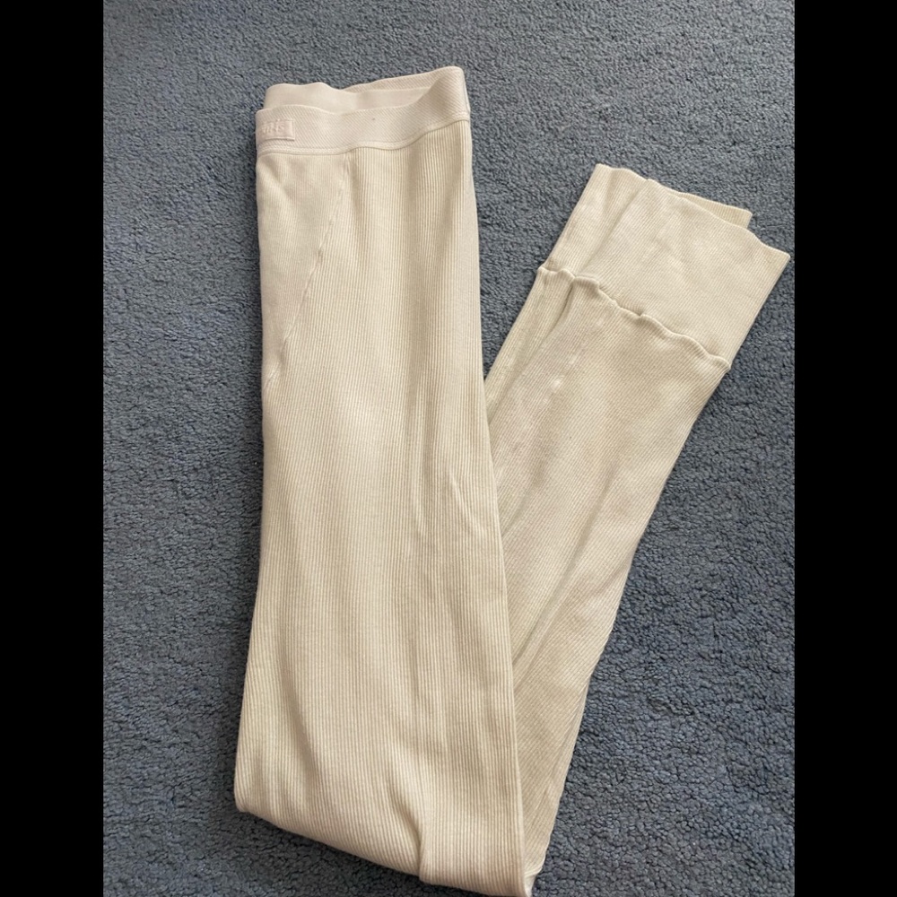 Skims Cotton Rib Thermal Leggings in bone